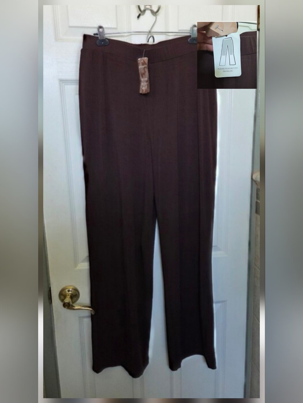 Soft Surroundings Chocolate Brown Knit Conceal Slimming Wide-Leg Trousers Large